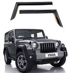 DS ENTERPRISE Car Rain Wind Door Visor Side Window Deflector for Mahindra Thar 2020 and Above Models - Black Color (Pack of 2)