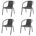 The Fellie Garden Chairs Wicker Outdoor Bistro Chair Rattan Stackable Chair Set of 4 Garden Dining Chair with Backrest, Armrest（4PC Chair-Black