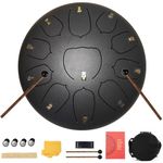 Eavnbaek Steel Tongue Drum 10 Inch 11 Note Steel Handpan Drum (Black)