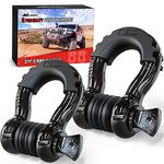 Nilight - 90052B 2 Pack 3/4" D-Ring Shackle 4.75 Ton (9500 Lbs) Capacity with 7/8" Pin Heavy Duty Off Road Recovery Shackle with Isolators & Washer Kit for Jeep Truck Vehicle