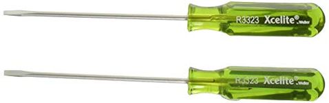 Xcelite R3323 Steel Slotted Pocket-Clip Screwdriver, 3/32" Head, 3" Blade Length Pack of 2, Green