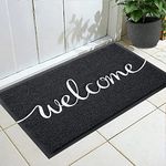 Fireosma Door Mat, Welcome Mat Outdoor, Front Door Mat for Outside Entry, Doormat Outdoor/Indoor Entrance, Front Door Rugs for Entryway Indoor, for Entryway, High Traffic Areas (30"x17.5", Black)