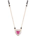 XPNSV Jewelry Luxury Pendant Gift Set Mangalsutra for Women, Girl & Her With American Diamond, Traditional Black Bead, Best Gifting Option in 9 Different Designs (Ruby Heart Shaped)