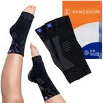 NanoSocks Compression Socks for Women & Men (1 Pair) - BEST Ankle Brace Support Sleeve for Neuropathy, Plantar Fasciitis, Diabetic Foot Nerve Pain Relief - Toeless (Medium, Black)