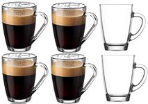 Vastarpara Clear Toughened Glass Coffee Mug with Convenient Solid Handle Mug Set for Tea, Coffee, Beer, Hot/Cold Drinks, Espresso, Cappuccino [230 ML] [6 Pic]