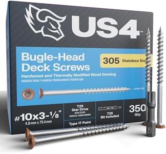 US4 - #10 x 3-1/8" Cedar Flat Head Screws Stainless Steel | Stainless Steel Wood Screws | T25 Star Drive | Self-Drilling Screws for Framing, Subflooring & Decking | 305 SS (350, #10 x 3.125 Inches)