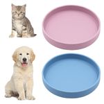 FINEASY 2Pcs Silicone Shallow Cat Bowl, Cat Feeding Bowl, Cat Food Bow Whisker Friendly, Whisker Fatigue Cat Bowls Dry Food and Wet Food Flat Cat Dish Water Bowl for Cat Dog