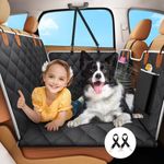 Pawaboo Back Seat Extender for Dogs, Dog Car Seat Cover for Back Seat Bearing Up to 400lbs, Waterproof Hard Bottom Dog Hammock for Car, Foldable Car Bed Extender Dog Backseat Cover for Truck SUV,Black