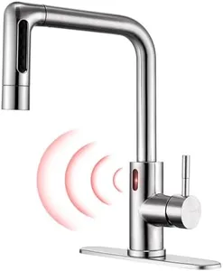 Charmingwater Touchless Kitchen Faucet with 5 Modes Pull Down Sprayer, Single Handle Stainless Steel Motion Sensor Faucet for Kitchen Sink, Brushed Nickel