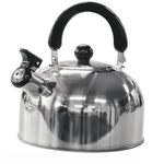Green Haven 2L Camping Whistling Kettle - Portable Stainless Steel Travel Teapot, Camping Kettle for Gas Stove, Electric Stove & Campfire, Fast Boil & Folding Handle