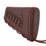 Leather Buttstock Cheek Rest Pad, Rifle Shell Holder for .308 .357 .30-30 .45-70MAG (Brown(.308 .30-06 .45-70), Lefty Hand)