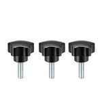 uxcell 3 Pcs Star Knobs Grips M8 x 15mm Male Thread Steel Zinc Stud Black PP