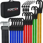 FORTEM Bungee Cord Assortment, 32pk Bungee Cords Multi Pack, includes 10", 18", 24", 32", 40" Bungees and 8" Canopy/Tarp Ball Ties, Plastic Coated Metal Hooks