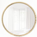 Master and Co. Luna Wall Mirror, Round, Natural Woodgrain Finish, 32 in (60938)