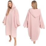 Brentfords Towel Poncho Adult Hooded Large Bath Swimming Surf Beach Absorbent Microfiber Changing Robe for Women Girls Quick Dry, Blush Pink