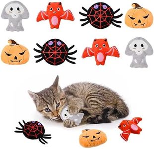 Vehomy 8PCS Halloween Cat Catnip Toys Plush Cat Teething Toys with Crinkle Paper Cat Halloween Pumpkin Spider Bat Ghost Interactive Toys Catnip Toy for Kitten Cat Kitty