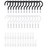 Kare & Kind 25 pcs Ceiling Hooks - Rubber Coated - Includes 13x Black Ceiling Hooks, 12x White Ceiling Hooks, 25x White Plastic Anchors - for Indoor and Outdoor Use - Hang Different Types of Items