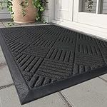 Front Door Mat Outdoor Indoor Welcome Mat Non Slip Rubber Doormat Absorbent Entryway Rug Entrance Mat Entry Rug Dirt Scraping Shoe Mat Black 43X75cm