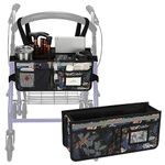 supregear Rollator Basket, Large Capacity Rollator Walker Accessories Organizer Bag with Multiple Pockets, Folding Rolling Walker Universal Waterproof Storage Bag, Rollator Accessories for Seniors