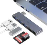 MOGOOD USB Hub 5 in 1 Multiport USB Adapte Docking Station with 1×USB 3.0, 2×USB 2.0, SD/TF Card Reader for Laptop, Keyboard, Mouse, MacBook Air, Mac Pro, iMac, Surface Pro, Flash Drive, Mobile HDD