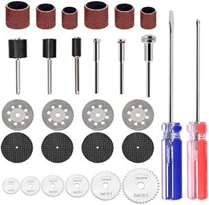 Glarks 94Pcs Sanding Drum and Cutting Wheel Kit, 80/120/240 Grit Drum Sander Sanding Sleeves with Drum Mandrels, Circular Saw Blades, Resin Cutting Discs, Diamond Cutting Wheels with Screwdrivers Set