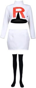 DAZCOS Women US Size Cosplay Costume Outfit with Gloves and Socks Halloween Costume, White