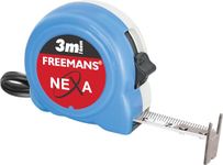 FREEMANS NEXA 3m:16mm Steel Inchi Measuring Tape - 3m With Unbreakable ABS case || Click Action Front Lock || Double-sided Printing and Belt Clip