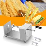 Voxmix Manual Stainless Steel Twisted Potato Slicer Spiral Vegetable Cutter French Fry |Size| 6 x 5.5 x 11.3 inches | Silver