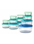 Anchor 10613AHG17 Hocking Company Food Storage Set 24PC, Container is Clear, lids are Either Green or Blue