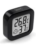 Digital Thermometer Indoor Hygrometer with Large LCD Screen, Desktop Temperature Monitor Humidity Meter with Comfort Indicator, Thermo-Hygrometer Gauge with Backlight - Black