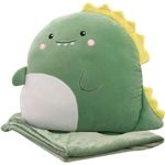 KARAZZO Cute Throw Pillow Plush Toy Stuffed Animal Soft Plushie Doll Gifts Kids Plush Pillows with Blanket (Dinosaur)