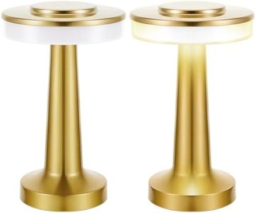 Set of 2 LED Portable Metal Table Lamp with Touch Sensor 3 Color Stepless Dimming Nightstand Desk Lamp Rechargeable Battery up to 15 Hours Cordless Lamp Table Light Wireless Lamp for Kids (Gold)