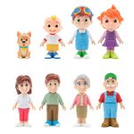 CoComelon Deluxe Family 8 Figure Set - Includes JJ, Tom Tom, Yoyo, Bingo, Dad, Mom, Grandpa, Grandma- Toys for Preschoolers