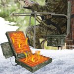 Hunting Heated Seat Cushion with Cozy Backrest, 2 Individual Heating Pads- Adjustable USB Powered Detachable Seat Warmer for Outdoor Tree Stand Ladder Stand Bleachers (Power Bank not Included)