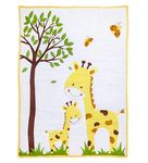 The White Cradle Organic Cotton Baby Quilt/Blanket for Crib/Cot, Ultra Soft & Warm, Thick but Very Light, Reversible 2 Designs, Printed Muslin & Center Wadding, (38 x 48 inch) - Giraffe