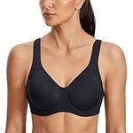 SYROKAN High Impact Sports Bras for Women Support Underwire Cross Back Large Bust Cool Comfort Molded Cup Black 2 38D