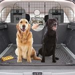QuliMetal 2025 Upgraded Dog Car Barriers for SUV with Human-Pets Interaction Window, 36.5" to 60" Adjustable, Heavy-Duty Wire Mesh Dog car Barrier for SUVs, Vehicles, Trucks, 2pcs Elastic Ropes