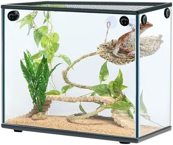 Navaris Bearded Dragon Habitat Essentials - Tank Accessories Set of 5 - Reptile Hammock Adjustable Wooden Ramp DIY Rope Plants - Ideal for Lizard & Gecko Tank