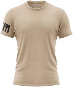 Patriot Crew Men's Fresh Crewneck American Made Graphic Tee, Patriotic, USA & Freedom Style Shirt (Sand, Large)