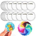 Wendergo 30 Pack Button Badge Acrylic Design Clear Button Badges with Pin + 100 Pcs Colorful Papers for Craft Supplies DIY Badges