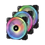 Corsair LL Series LL120 RGB 120mm Dual Light Loop RGB LED PWM Fan 3 Fan Pack with Lighting Node Pro (CO-9050072-WW), Black, Compatible with Desktop