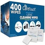 Care Touch Glasses Wipes, 400ct - Lens Cleaning Wipes for Eyeglasses, Eyeglass Individually Wrapped, Cleaner Lenses Glasses&Optical Lens, Disposable