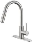 KPW Kitchen Sink Faucet with Sprayer Brushed Nickel Pull Down Kitchen Faucet High Arc Single Handle Stainless Steel 1 or 3 Hole, Kitchen Sink Faucets for Farmhouse Campervan Laundry RV