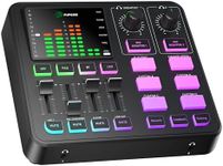 PUPGSIS Gaming Audio Mixer, Audio Interface for PC/Podcast/Streaming, Sound Board with 3.5mm/XLR Mic Input, 48V Phantom Power, Voice Changer, Live Sound Card with DJ Mixer Effects/Bluetooth/4 Channel