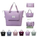 JD FRESH Foldable-Expandable Nylon Bag for Women/40-Litre Convertible Travel Luggage/Duffle Bags/Travelling Handbags/Waterproof Travel Companion Vanity Duffle(Taro Purple)