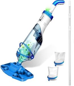 LANCHEZ Cordless Pool Vacuum with Telescopic Pole, Wide Vacuum Head, Handheld Rechargeable Pool Cleaner, 1H Run Time, 18 GPM for Sand, Silt & Leaves in Inground & Above Ground Pools, Hot Tub and Spa