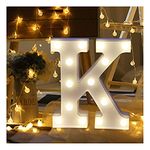 Hotsellhome LED Alphabet Letter Lights Light Up Warm White Night Light Plastic Letters Numbers Standing for Home Party Bar Wedding Festival Birthday Decorations Xmas Gifts (K)