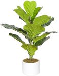 HelaCueil Artificial Fiddle Leaf Plants in Ceramic Pot Desktop Decor for Kitchen Office Bed Room