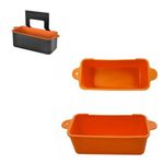 2 Pack Reusable Silicone Grease Cup Liners - Compatible with Blackstone 36 28 22 17 inch Grill Accessories Cup Tray, Replacement for Aluminum Foil Drip Trays, Orange Griddle Rear Grease Tray Liners