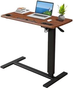 LEVEDE Mobile Standing Desk, Gas Lift Bedside Table,Medical Adjustable Sit Foldable Office Standing Desk Computer Table,Laptop Desk Rolling Computer Cart Movable Overbed Table Hospital Home Use(Brown)